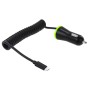 [UAE Warehouse] HAWEEL 5V 2.1A Micro USB Car Charger with Spring Cable, Length: 25cm-120cm, For Galaxy, Huawei, Xiaomi, Sony, LG, HTC and other Smartphones(Black)